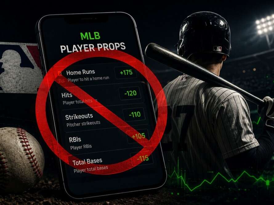 Baseball betting graphic showing a player prop market screen and sportsbook odds movement