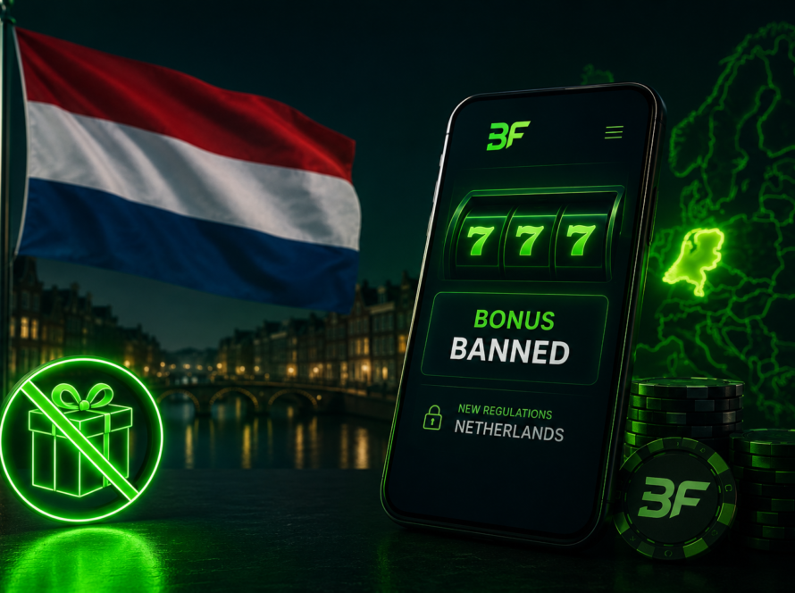 Dutch flag, online casino app, and bonus ban symbol showing the proposed Netherlands online casino bonus ban
